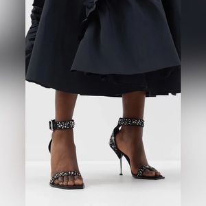 Alexander Mcqueen Pin 105 Crystal-embellished Satin Sandals,SZ 39, $1,797